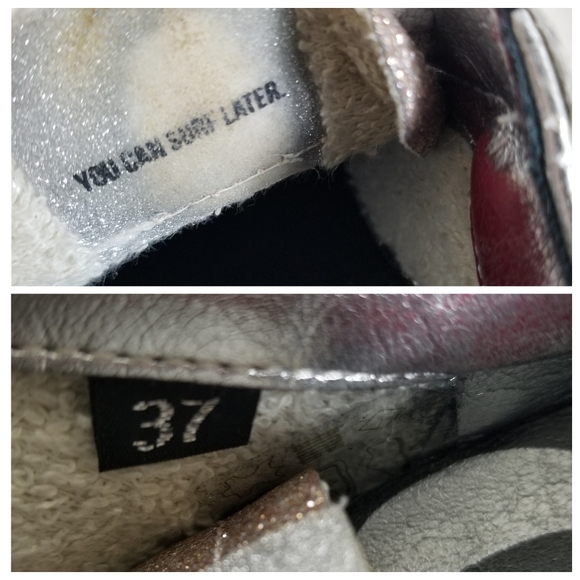 P448 John W Sneakers Leather Glitter Low-Top Calf Hair Trainers Womens Size 7 - Picture 14 of 15